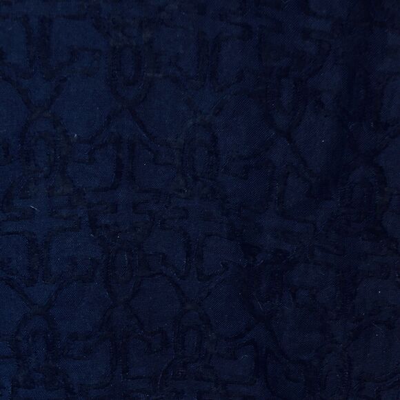 Alfred Dunner Blouse Womens 12 Navy Blue Semi Sheer Lace Geometric Button-Down - Picture 4 of 11